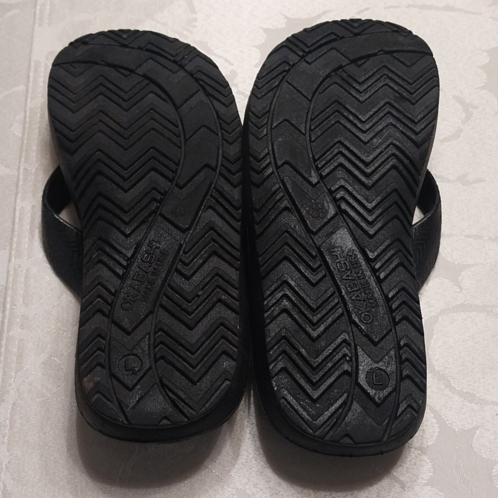 Okabashi Surf Men's Flip Flops Sandals Size Large Black Comfort Arch Support - Picture 6 of 9